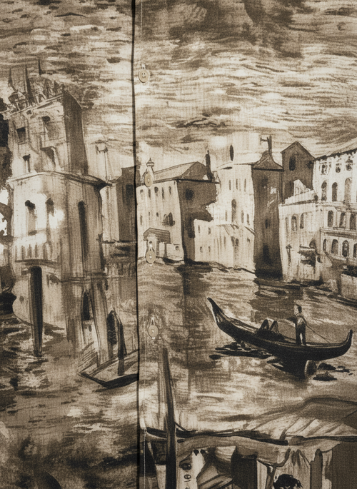 Beige Venetian Cityscape Print Shirt