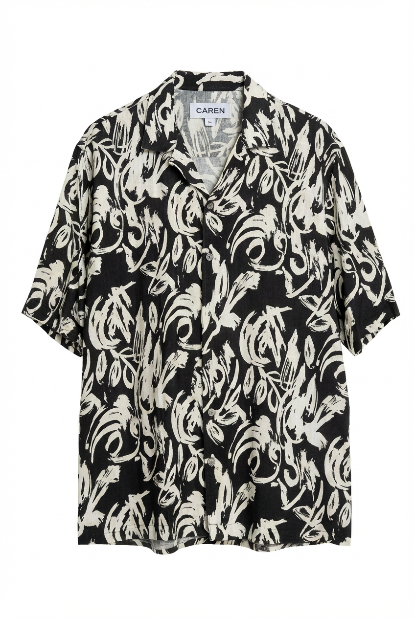 Black Beige Abstract Shirt Draped