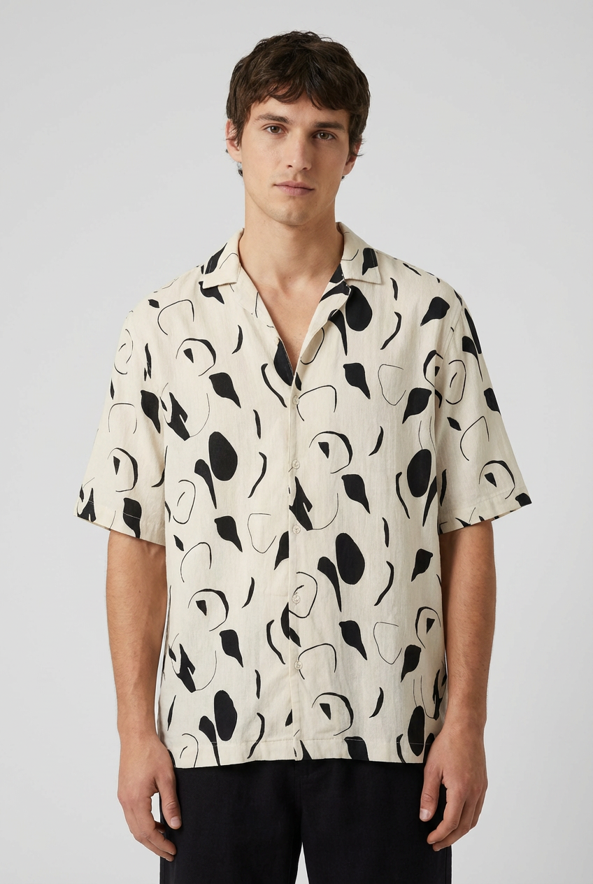 White Black Abstract Pattern Shirt