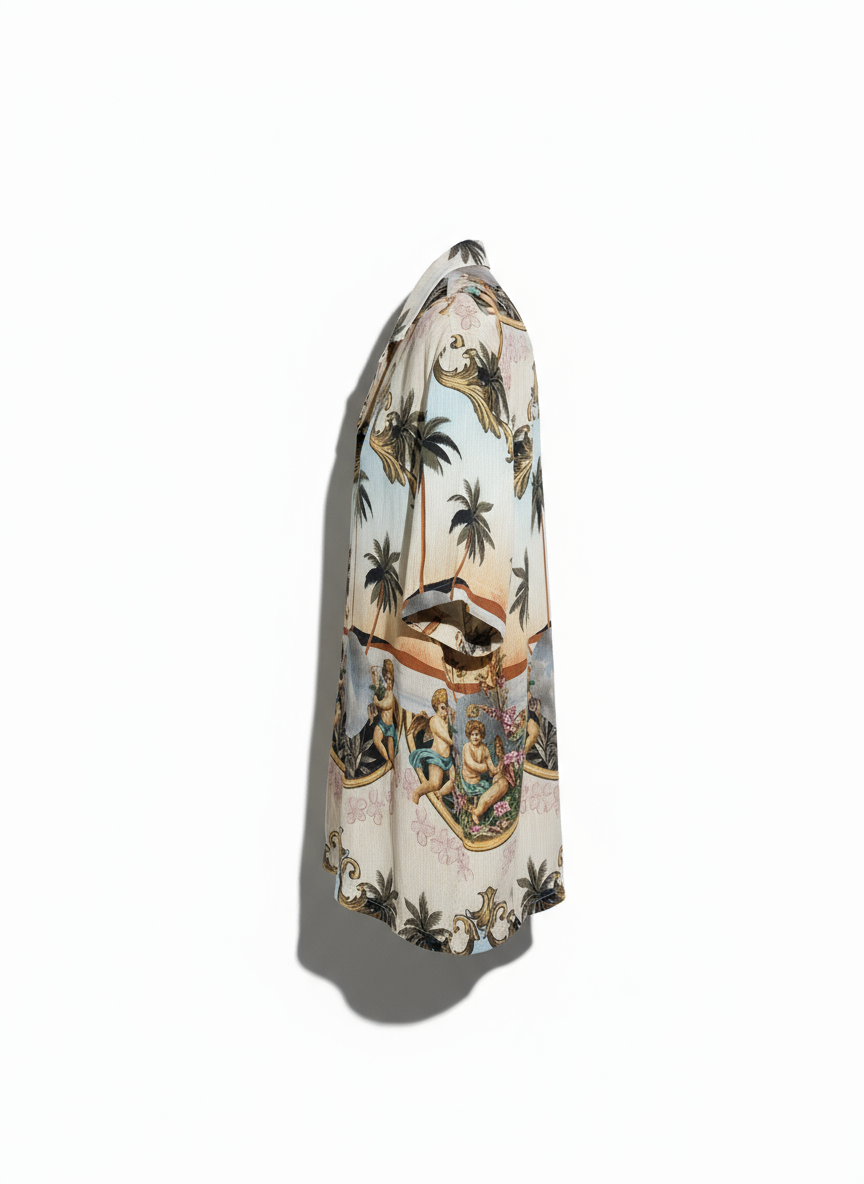 Cream Tropical Baroque Pattern Shirt
