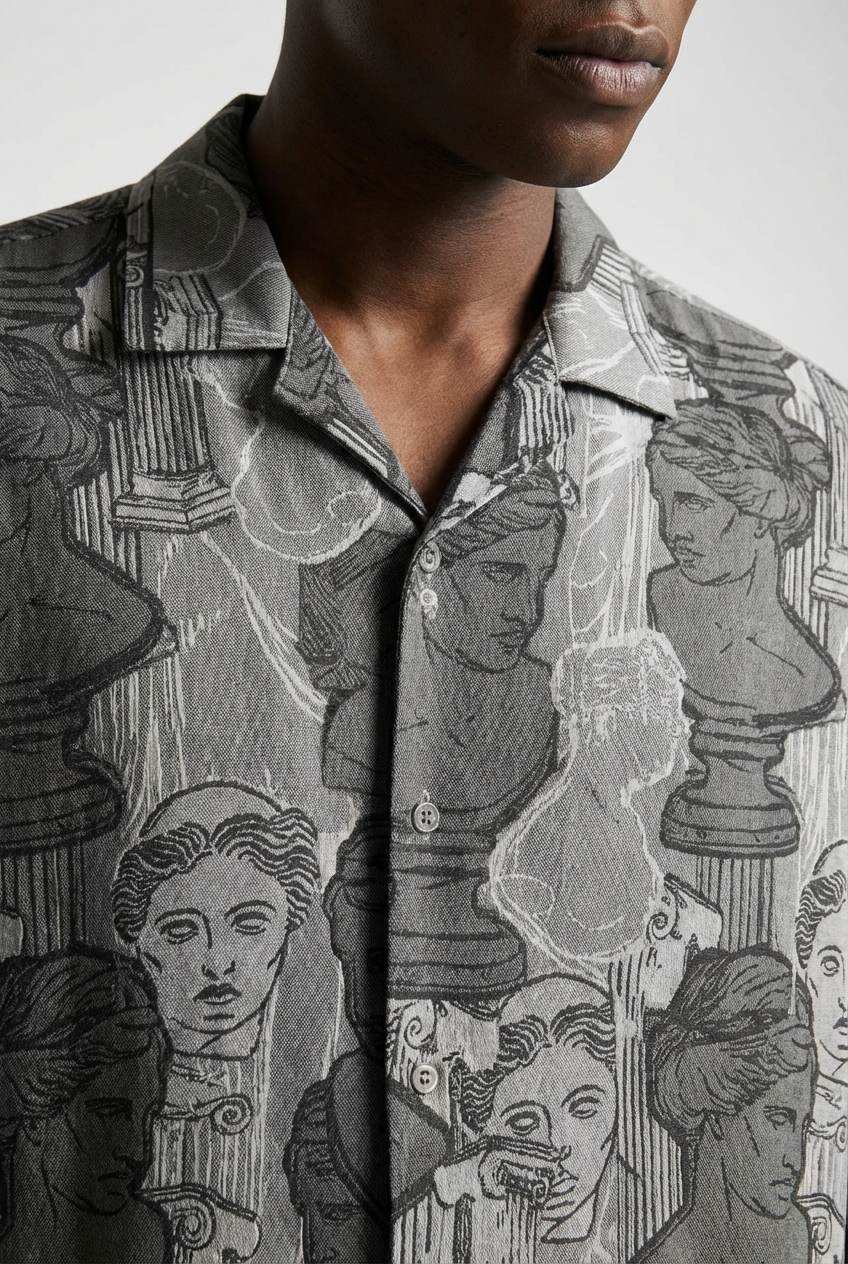 Grey Classical Bust Print Shirt
