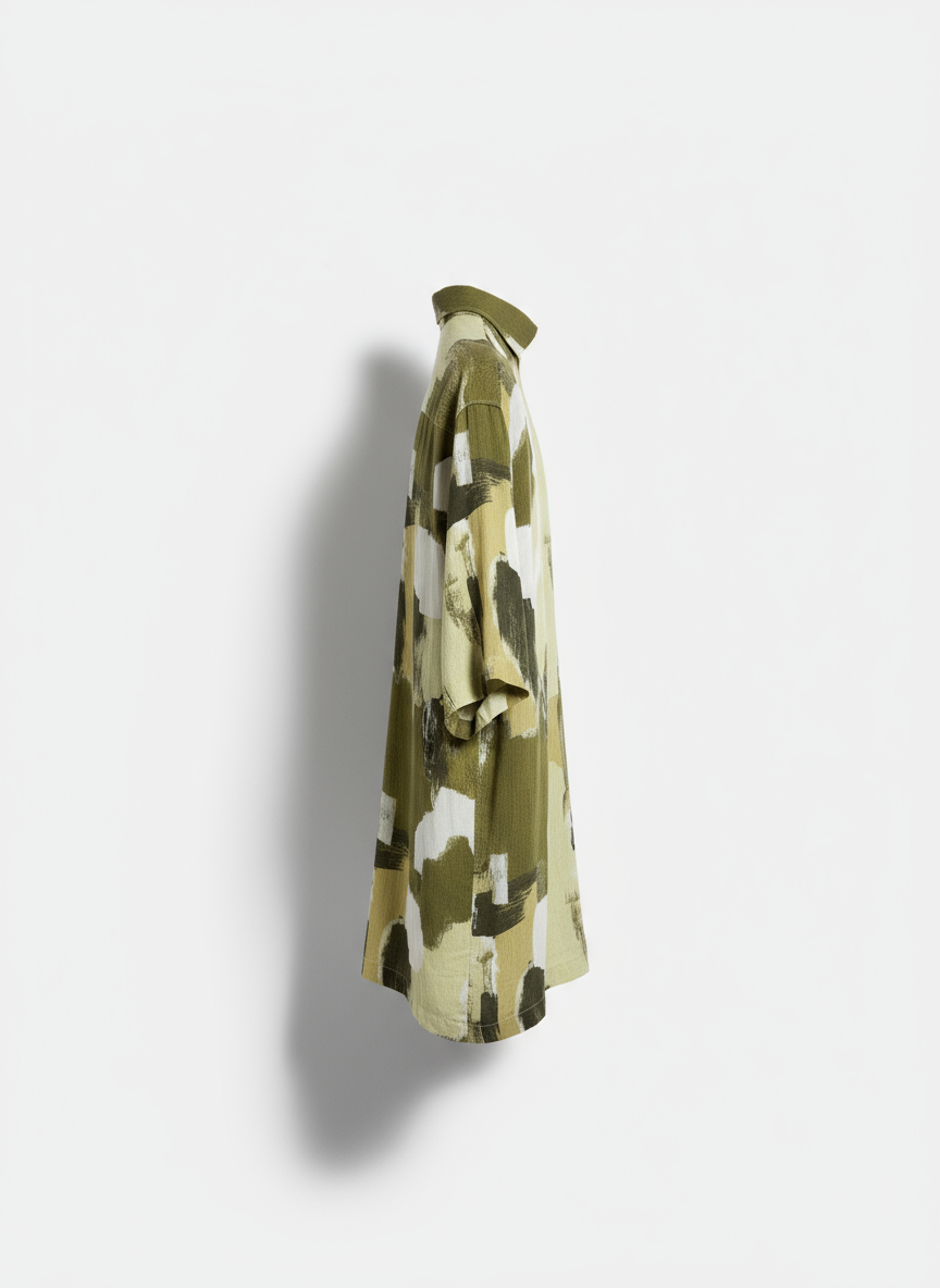 Olive Green Abstract Brushstroke Shirt