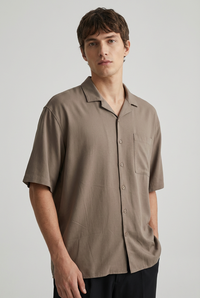 Taupe Brown Shirt Draped